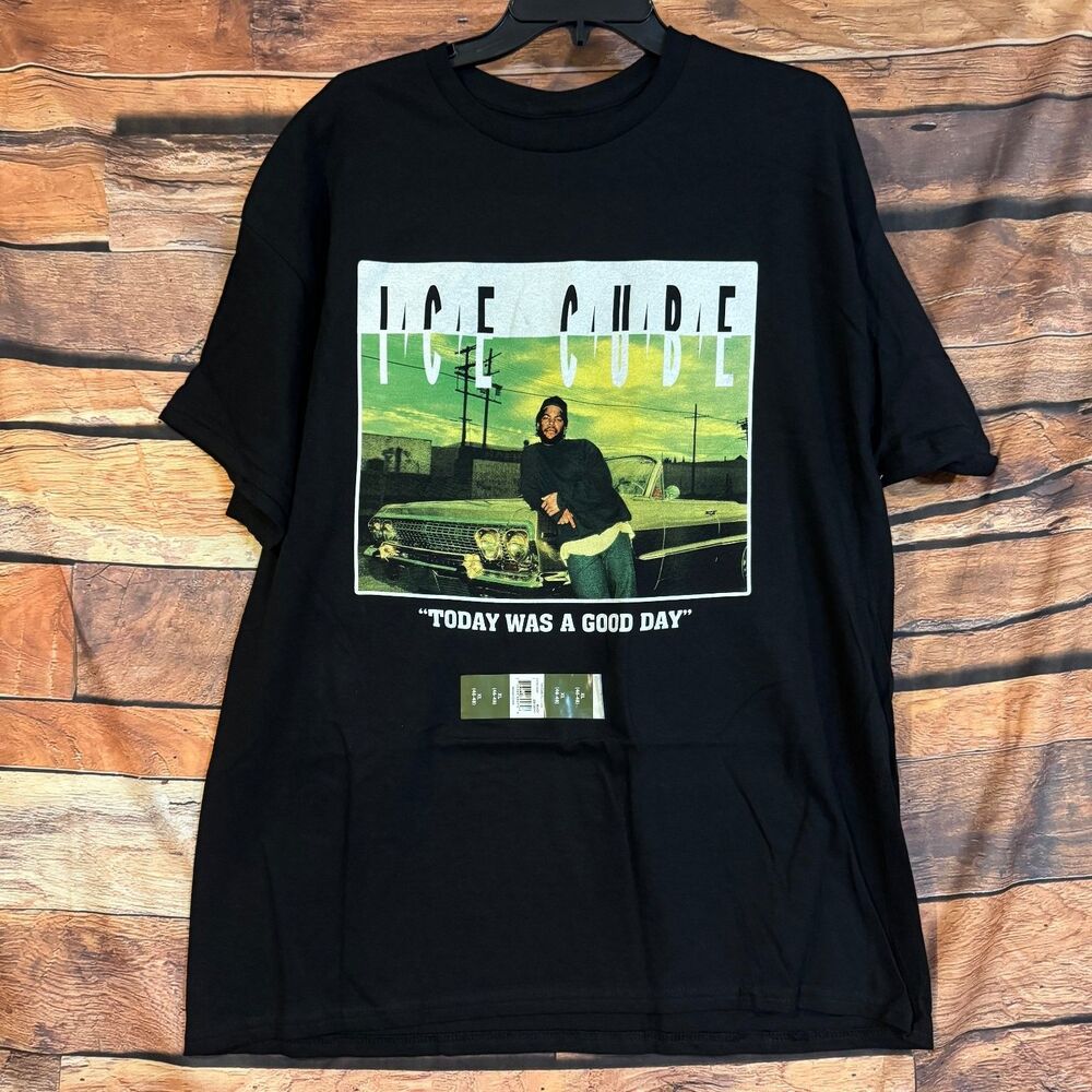 Ice Cube T-Shirt Men's Black XL 100% Cotton Graphic Crew Neck Tee Hip Hop